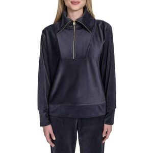 Halston Women's Velour Quarter-Zip Pullover